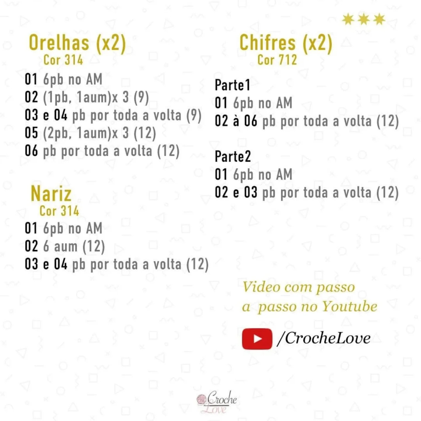 Gráfico de crochê: Rena de Natal
