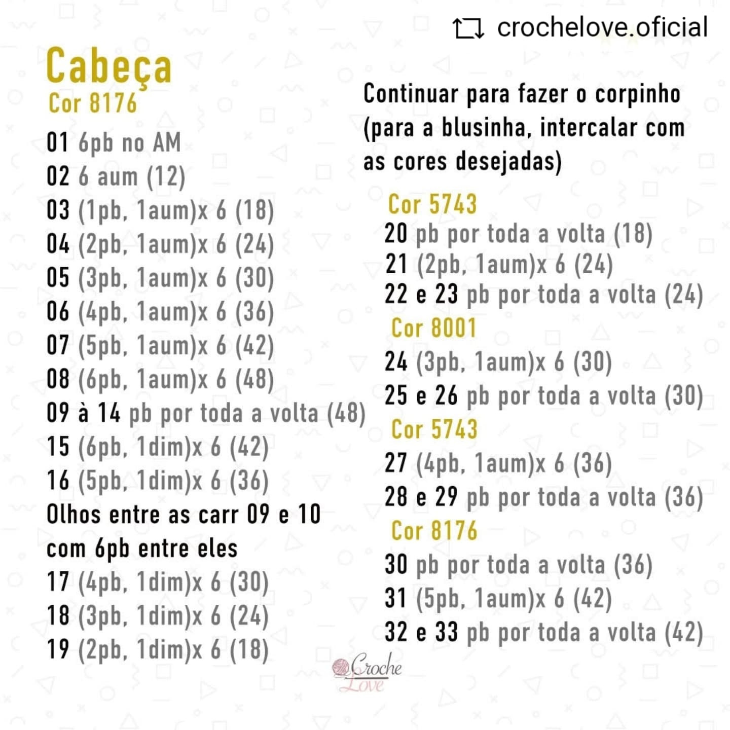 Gráfico de crochê: Ursinho com balão