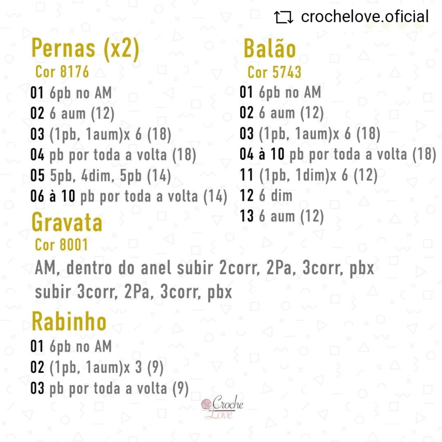 Gráfico de crochê: Ursinho com balão