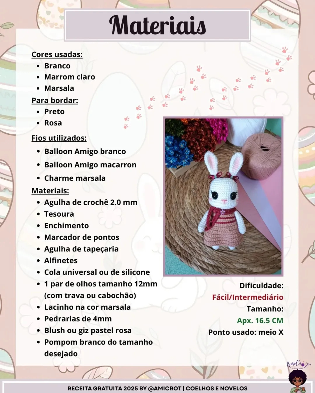 Gráfico de crochê: Vivi, a coelhinha do outono
