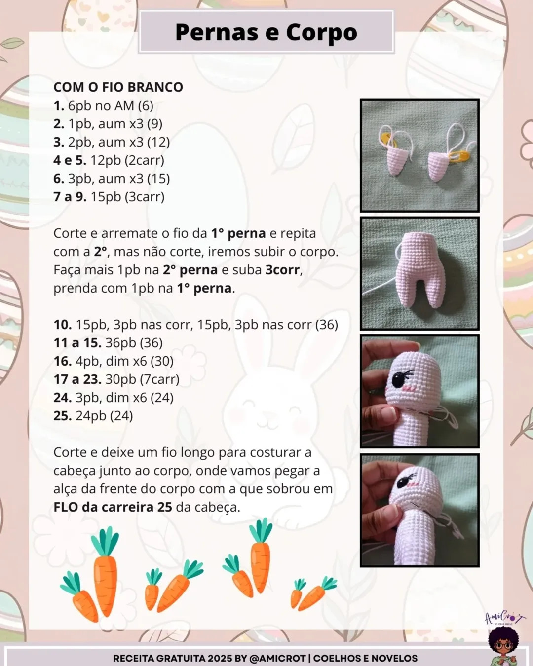 Gráfico de crochê: Vivi, a coelhinha do outono