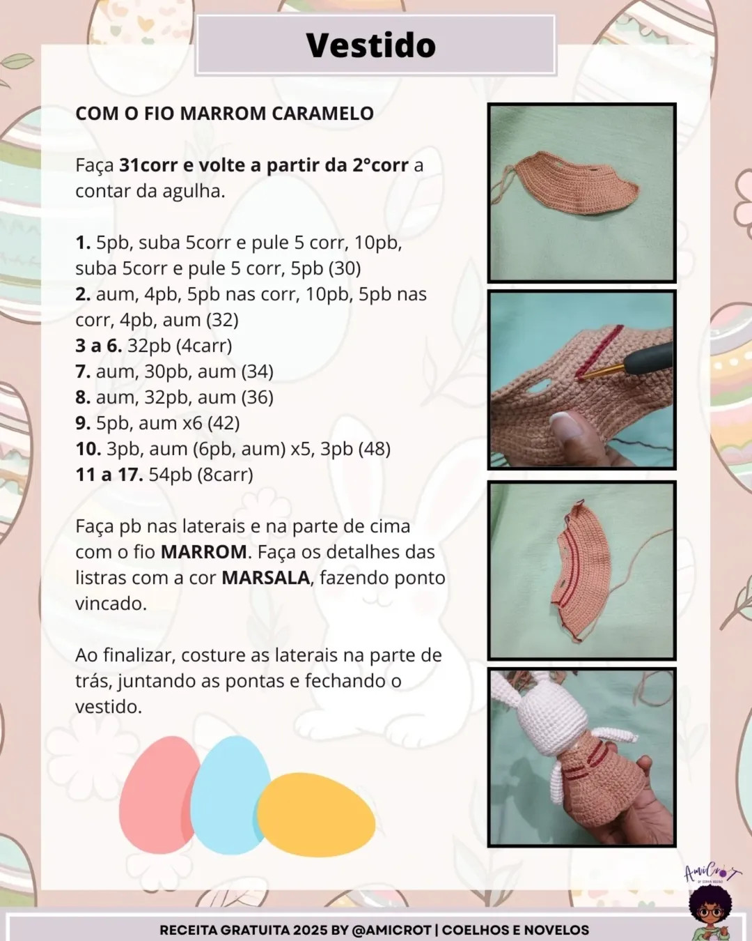 Gráfico de crochê: Vivi, a coelhinha do outono