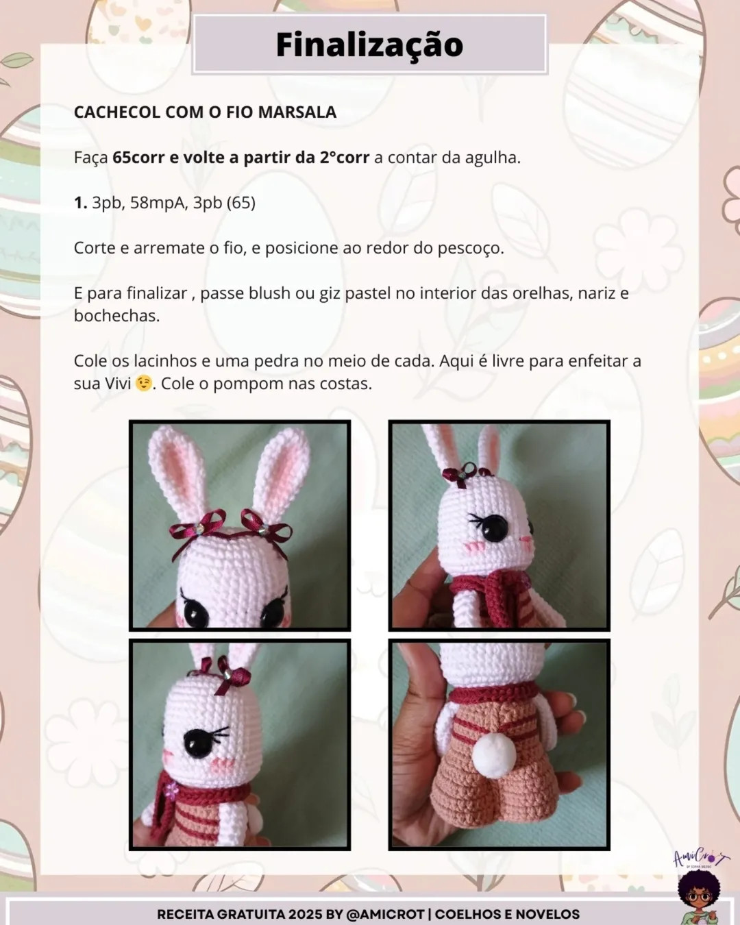 Gráfico de crochê: Vivi, a coelhinha do outono