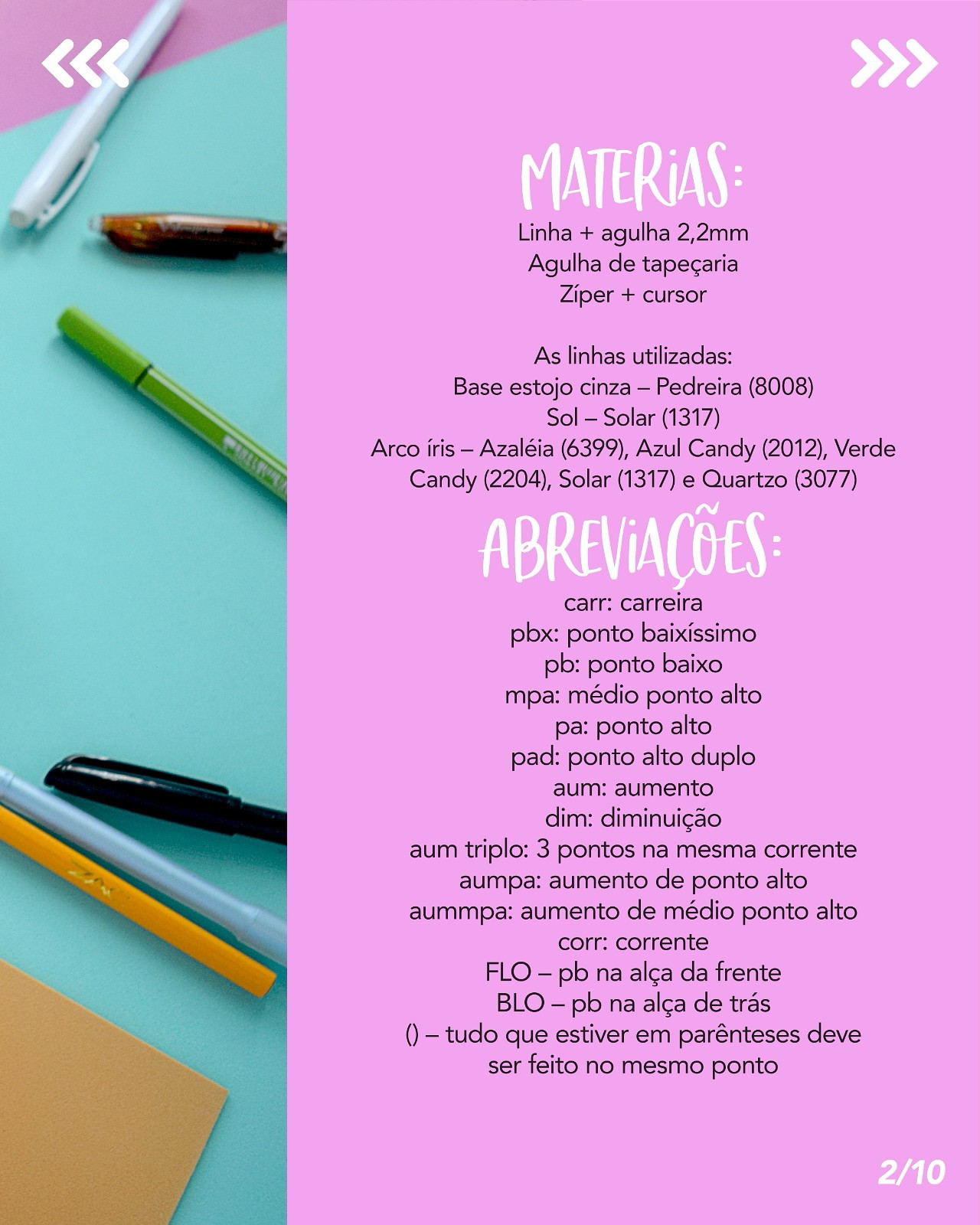 Gráficos de crochê gratuitos: estojo escolar arco-íris