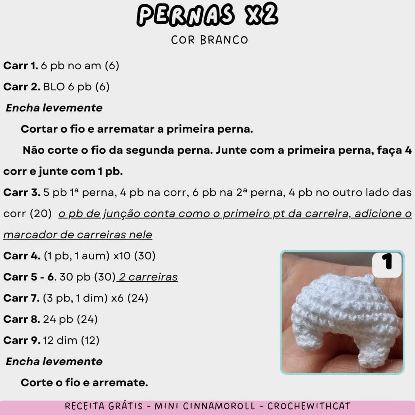 Grátis: Amigurumi Cinnamoroll em crochê