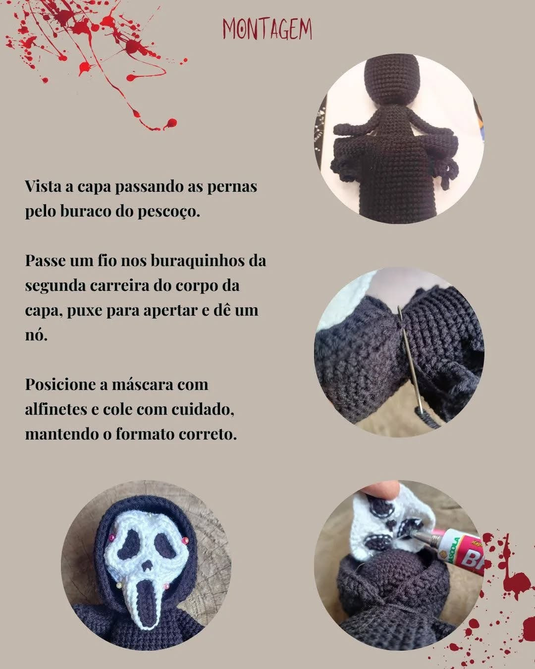 Grátis: Amigurumi Ghostface, tutorial passo a passo