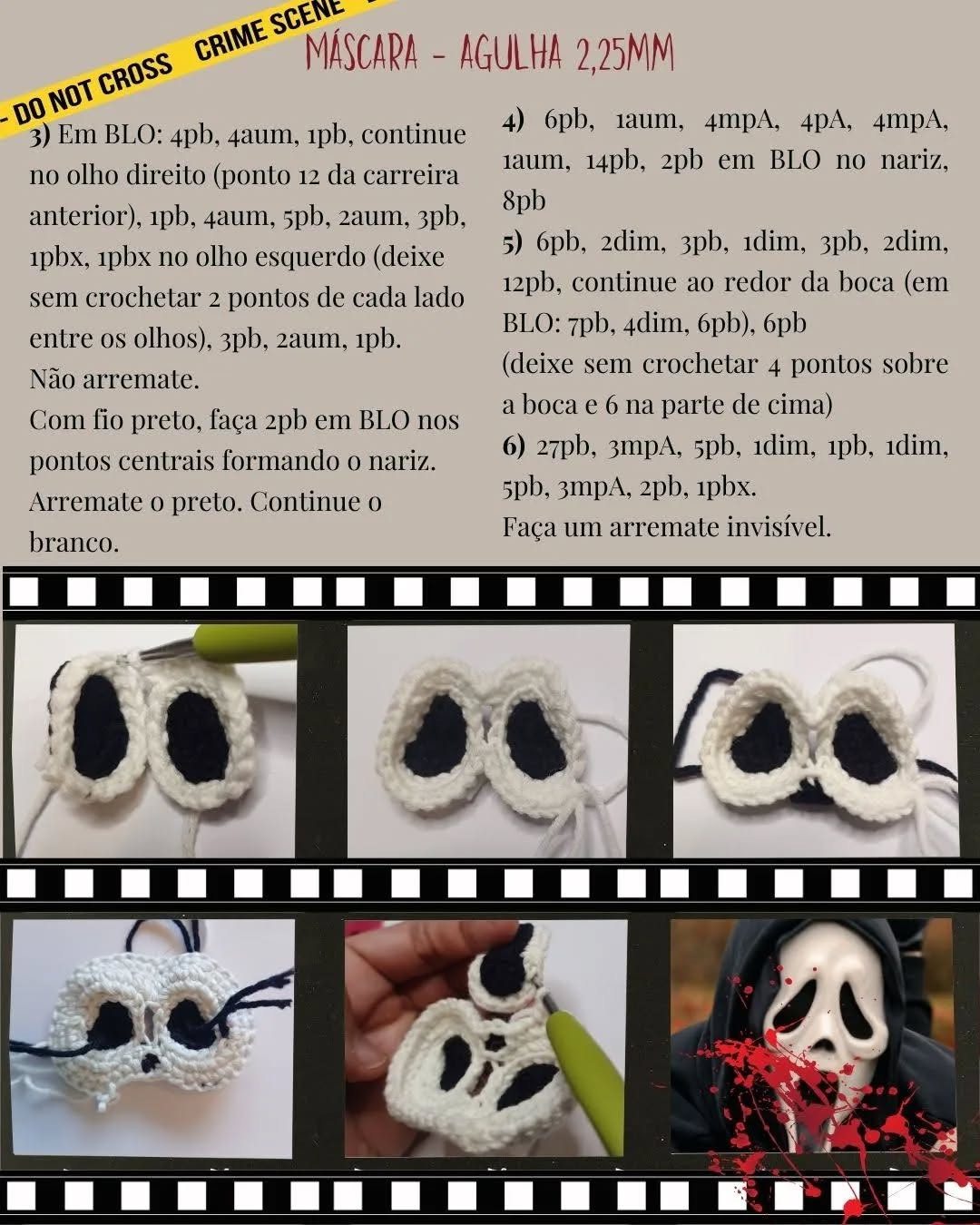 Grátis: Amigurumi Ghostface, tutorial passo a passo