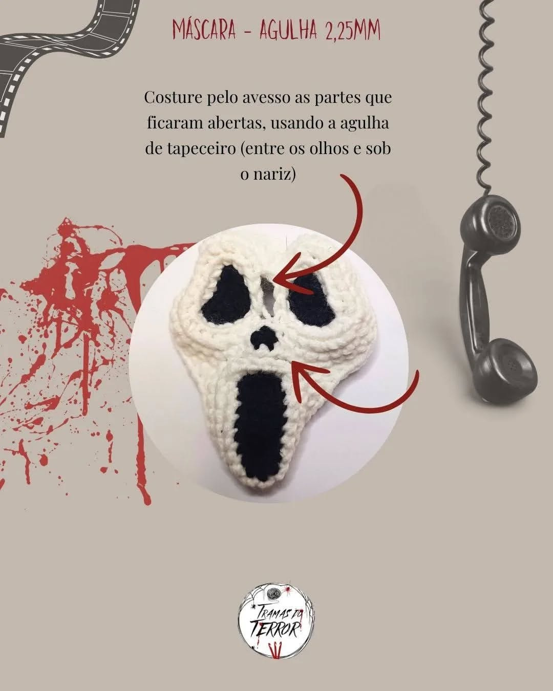 Grátis: Amigurumi Ghostface, tutorial passo a passo