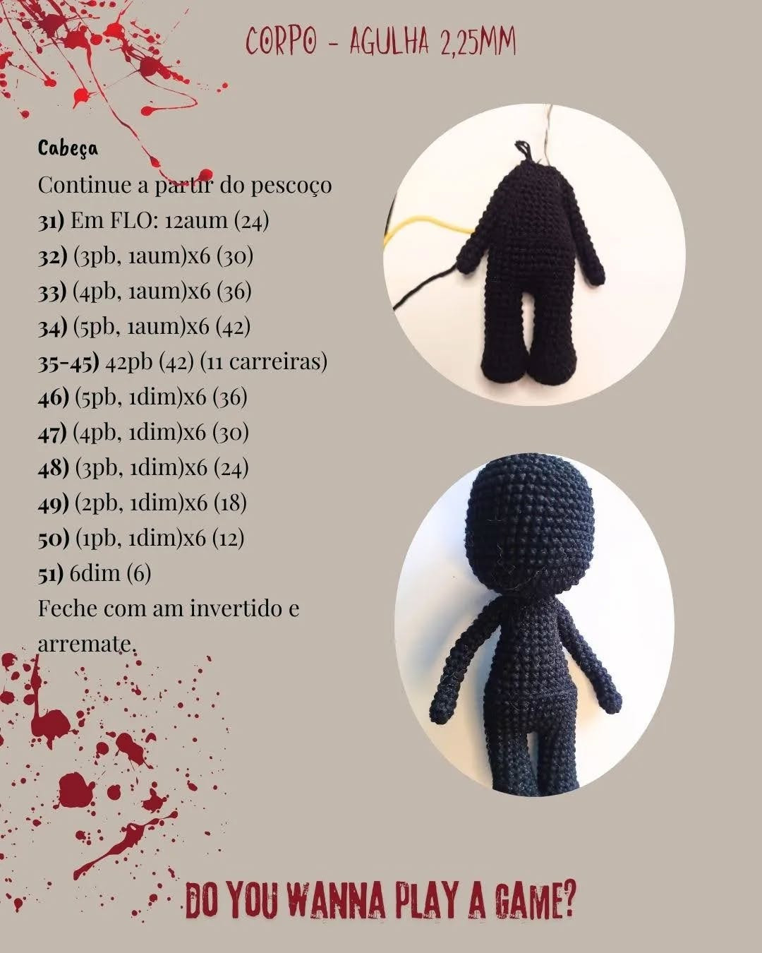 Grátis: Amigurumi Ghostface, tutorial passo a passo