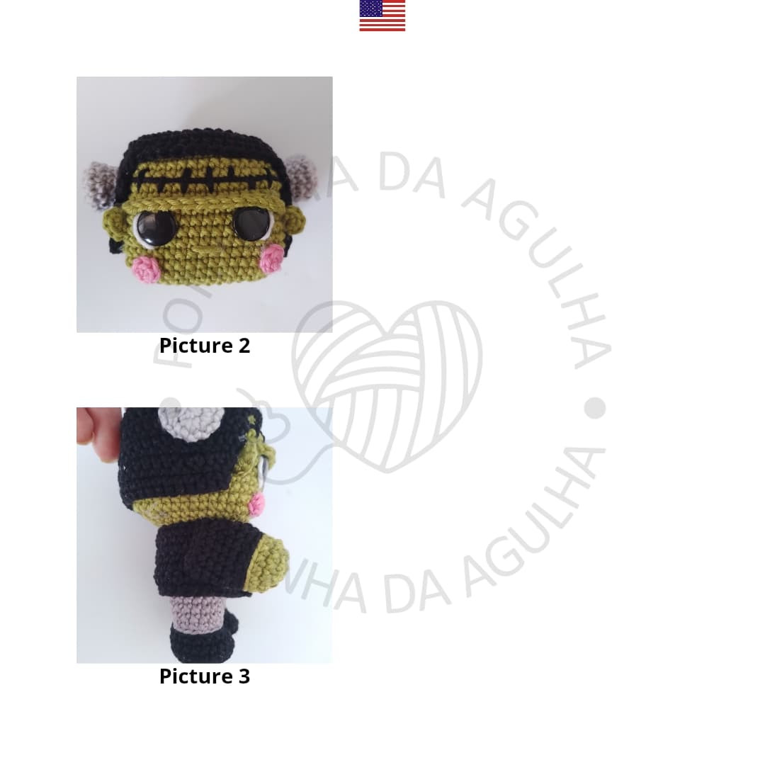 Grátis: Amigurumi Monstrinho Frankenstein em crochê