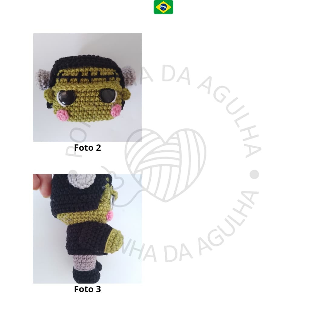 Grátis: Amigurumi Monstrinho Frankenstein em crochê