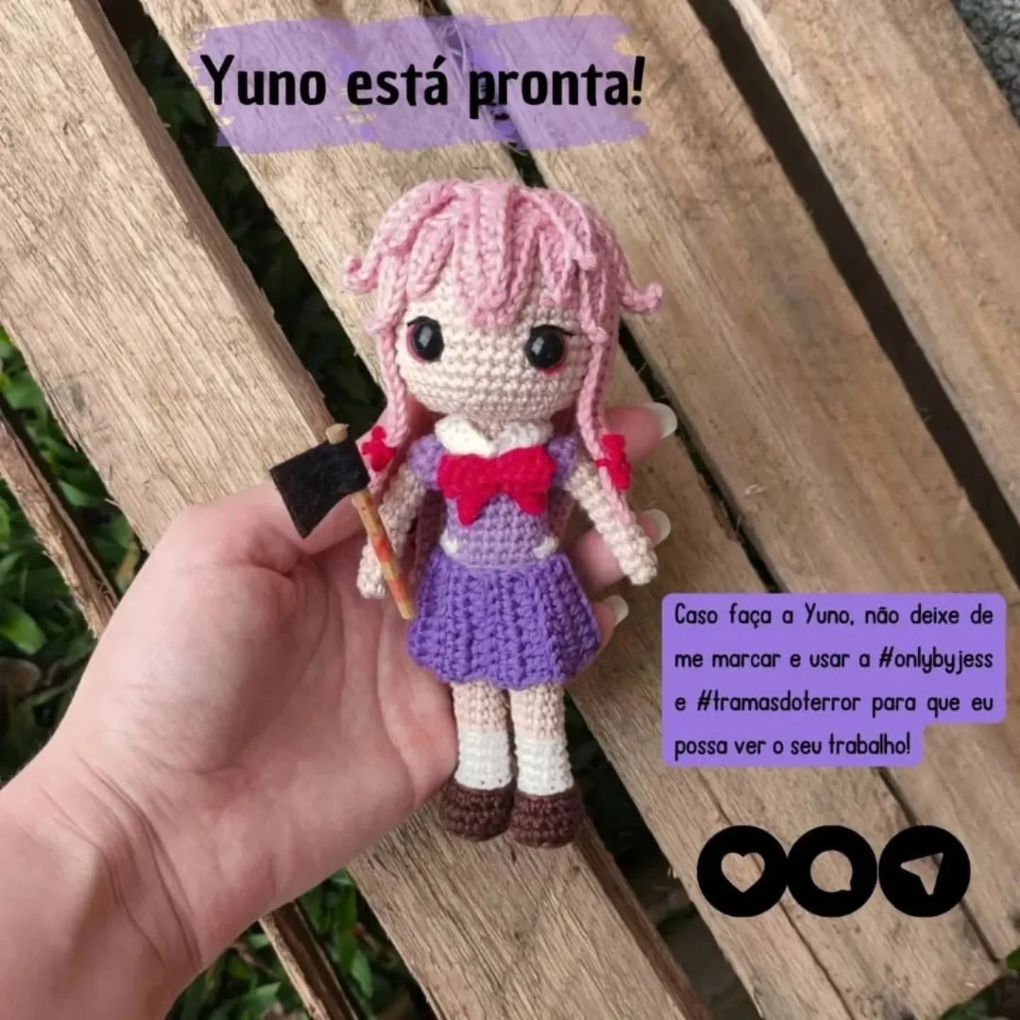 Grátis: Amigurumi Yuno Gasai de Mirai Nikki
