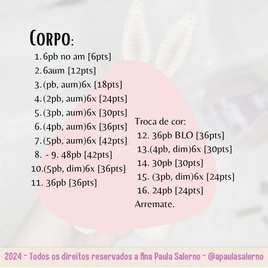 Grátis: Crochê Coelho Lulu - Passo a Passo