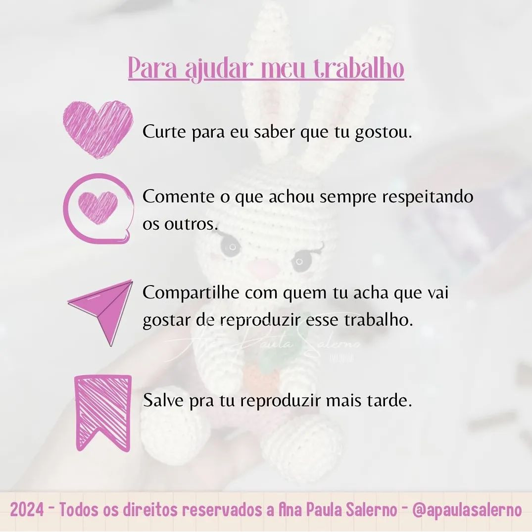Grátis: Crochê Coelho Lulu - Passo a Passo