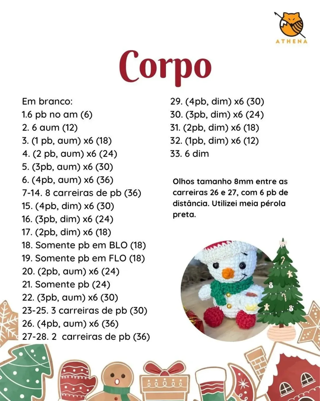 Grátis: Crochê de Natal - Boneco de Neve do Calendário do Advento