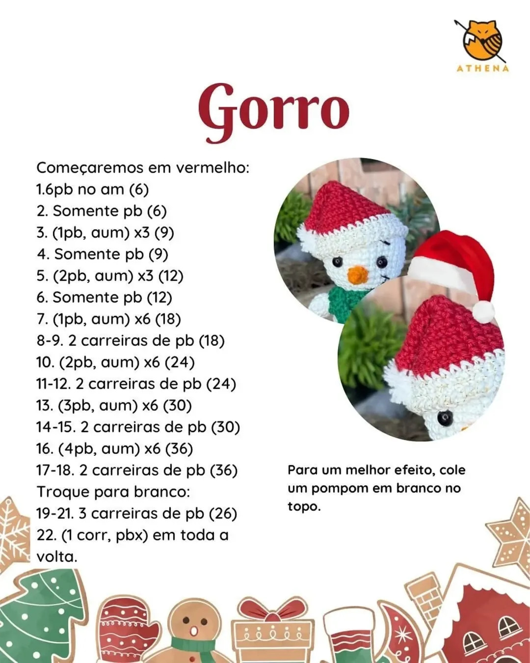 Grátis: Crochê de Natal - Boneco de Neve do Calendário do Advento