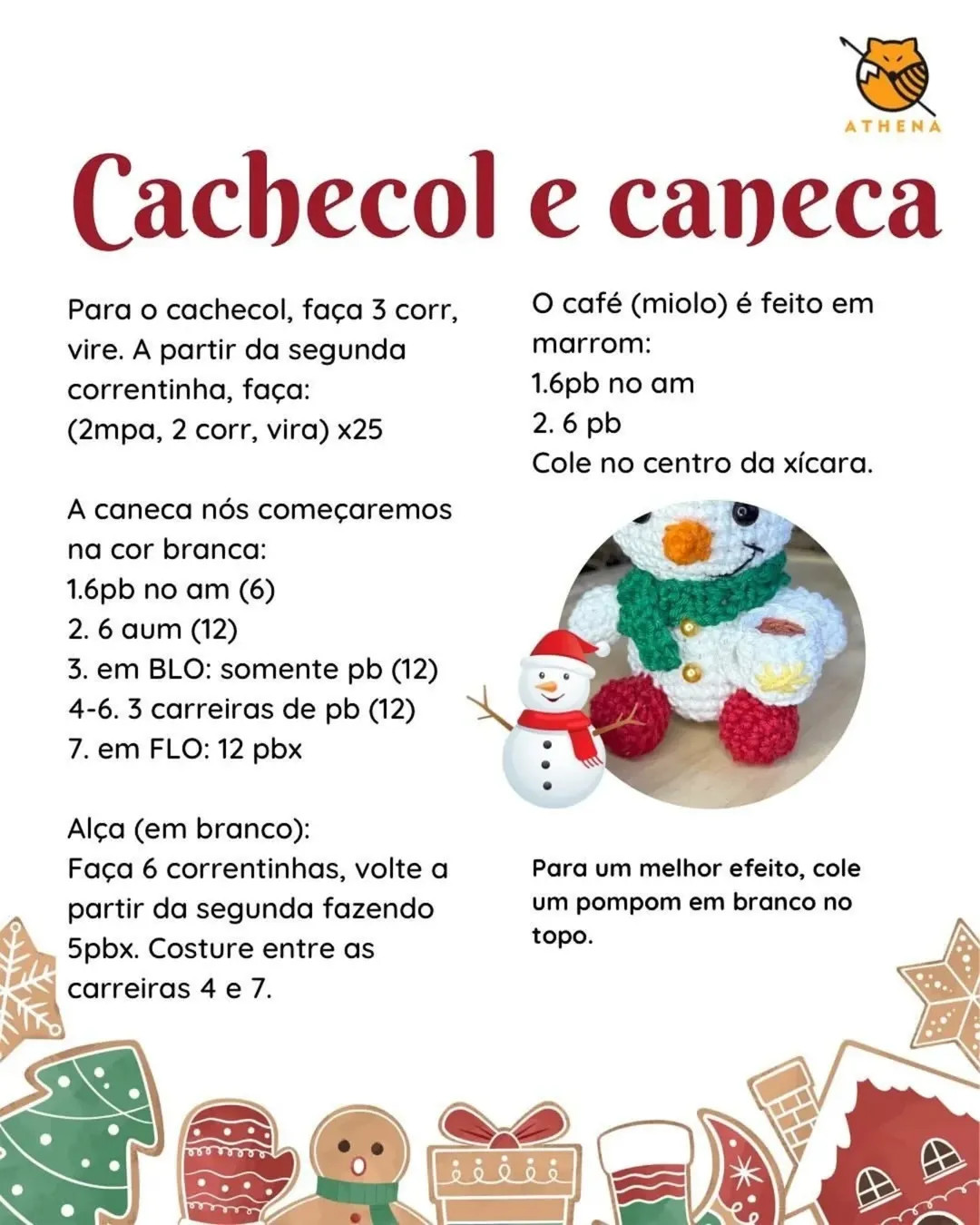 Grátis: Crochê de Natal - Boneco de Neve do Calendário do Advento