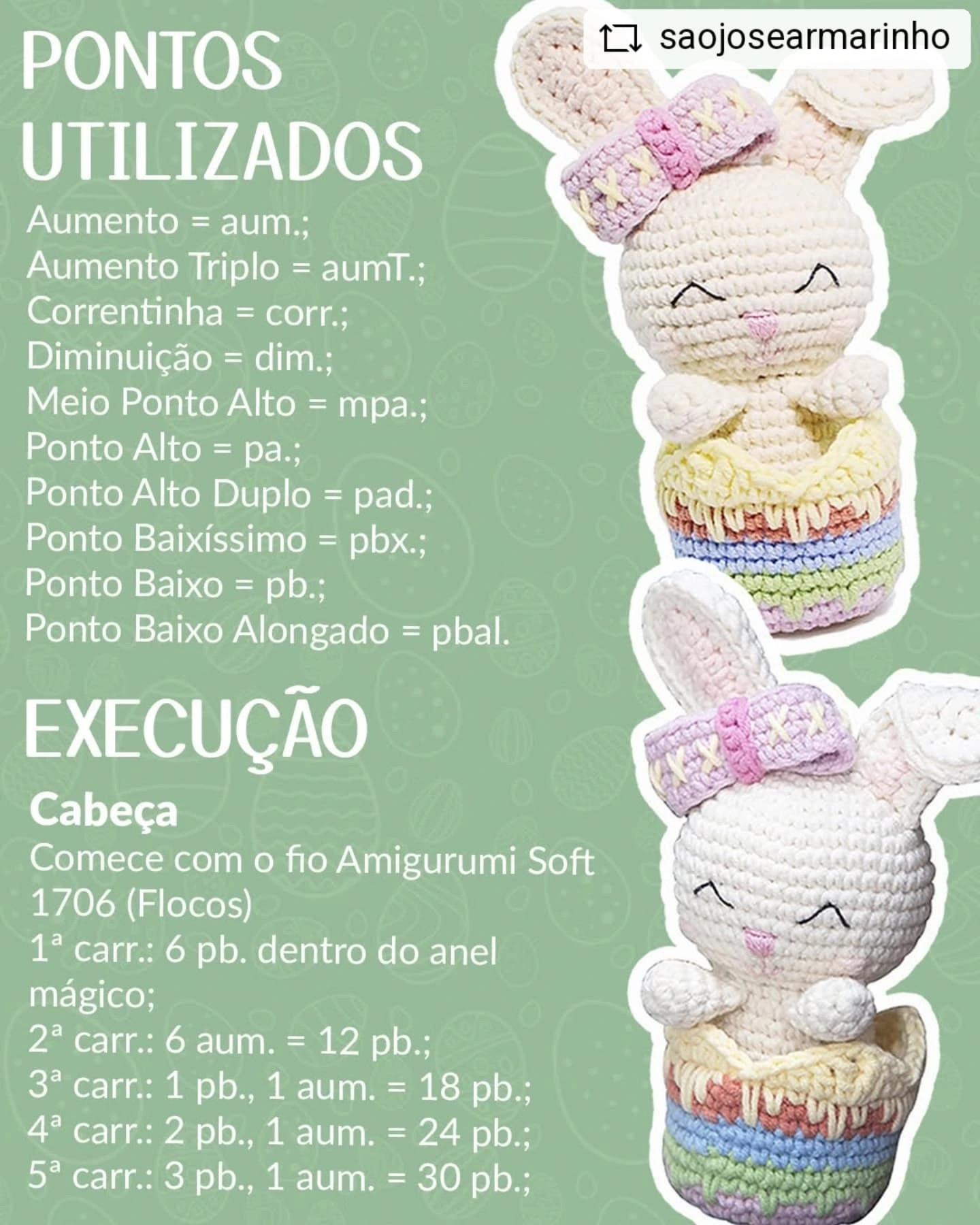 Grátis:  Gráfico Amigurumi Coelho Charlot de Páscoa