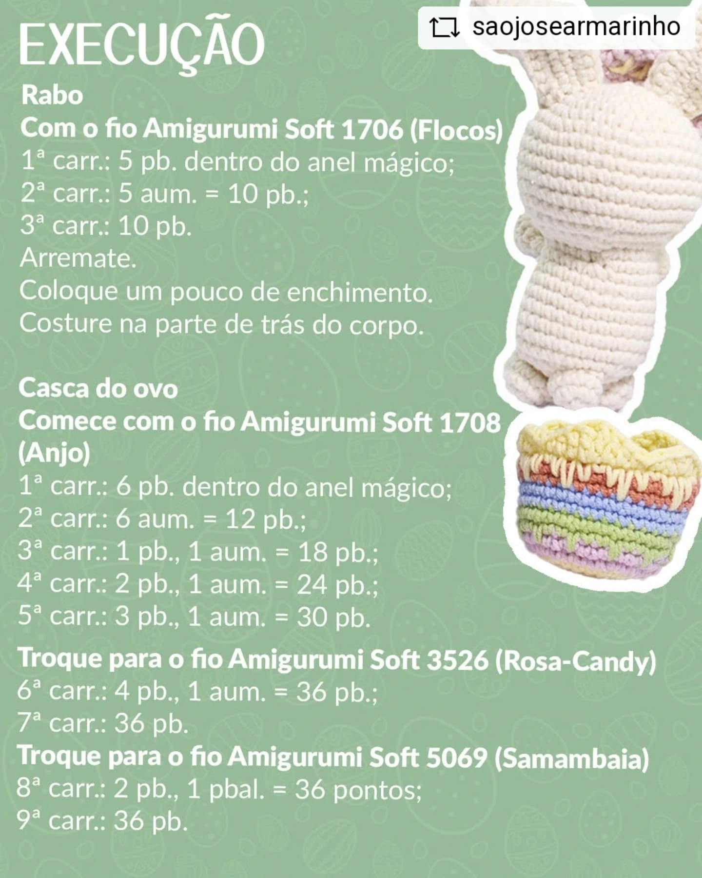Grátis:  Gráfico Amigurumi Coelho Charlot de Páscoa