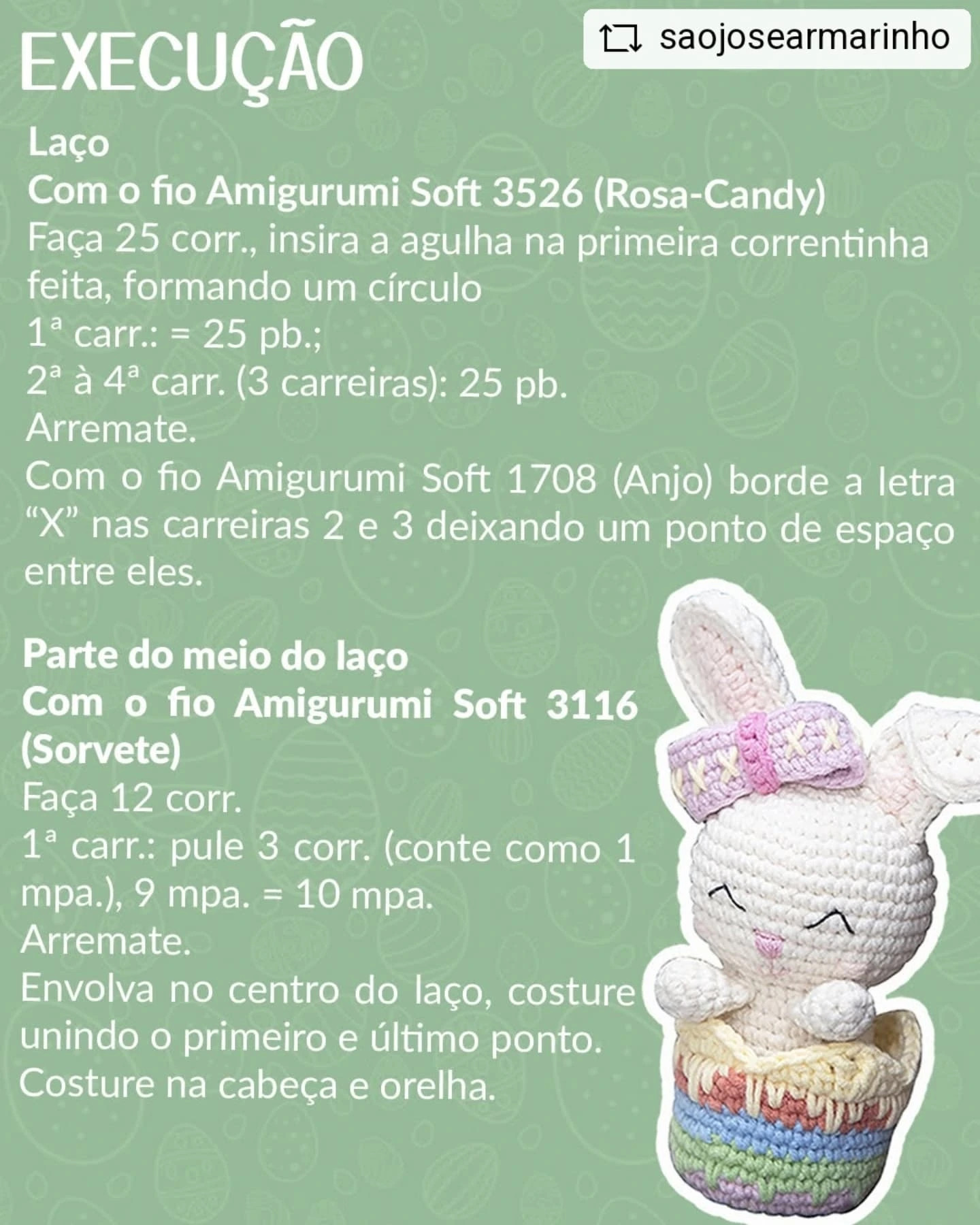 Grátis:  Gráfico Amigurumi Coelho Charlot de Páscoa