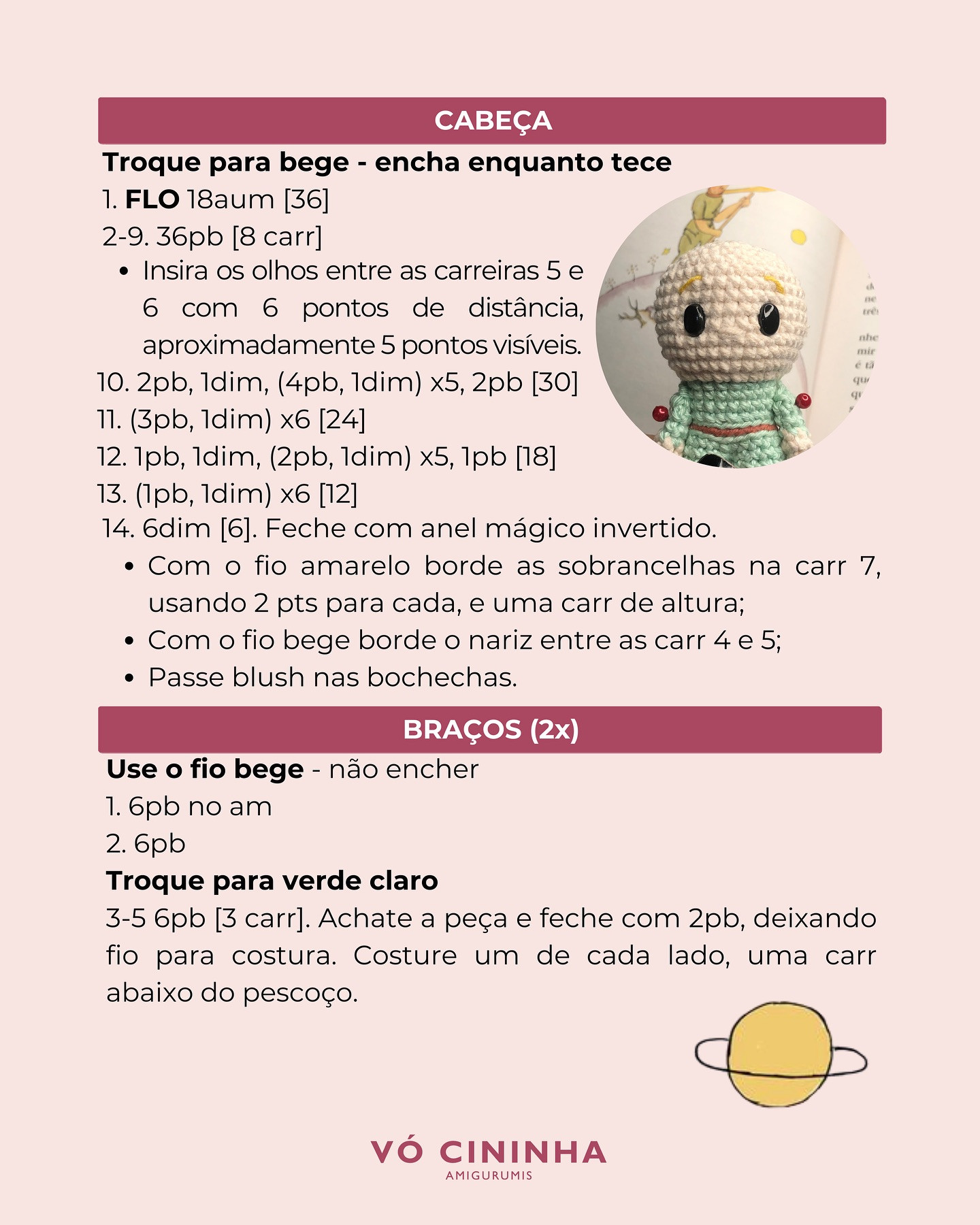 Grátis: Gráfico Amigurumi do Pequeno Príncipe