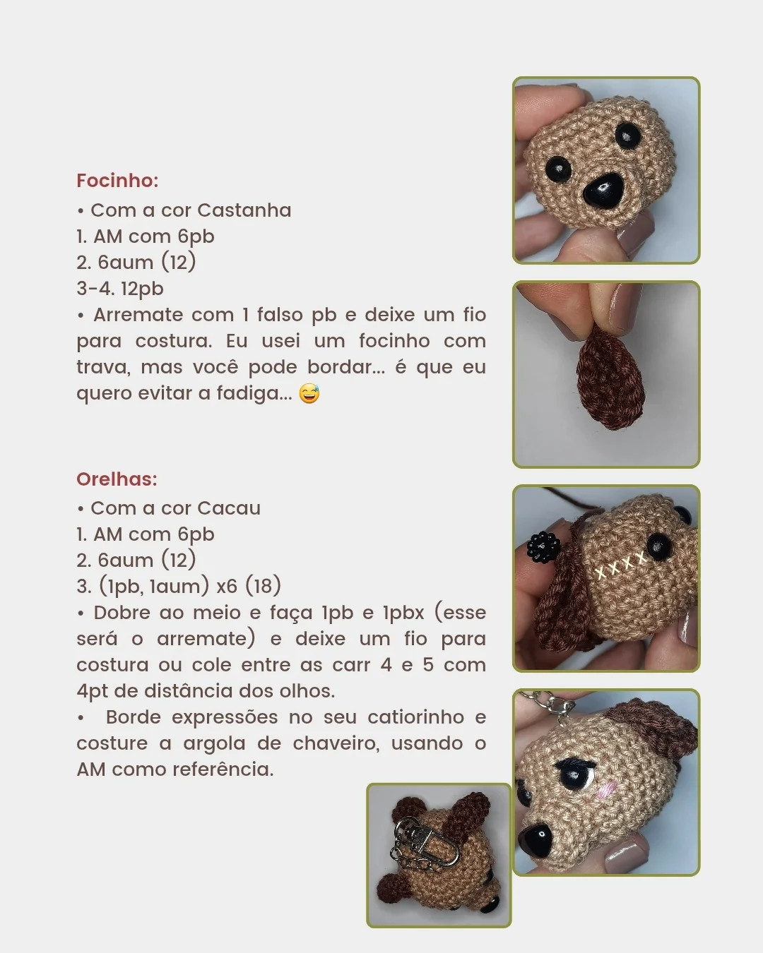 Grátis:  Gráfico de amigurumi chaveiro cachorrinho