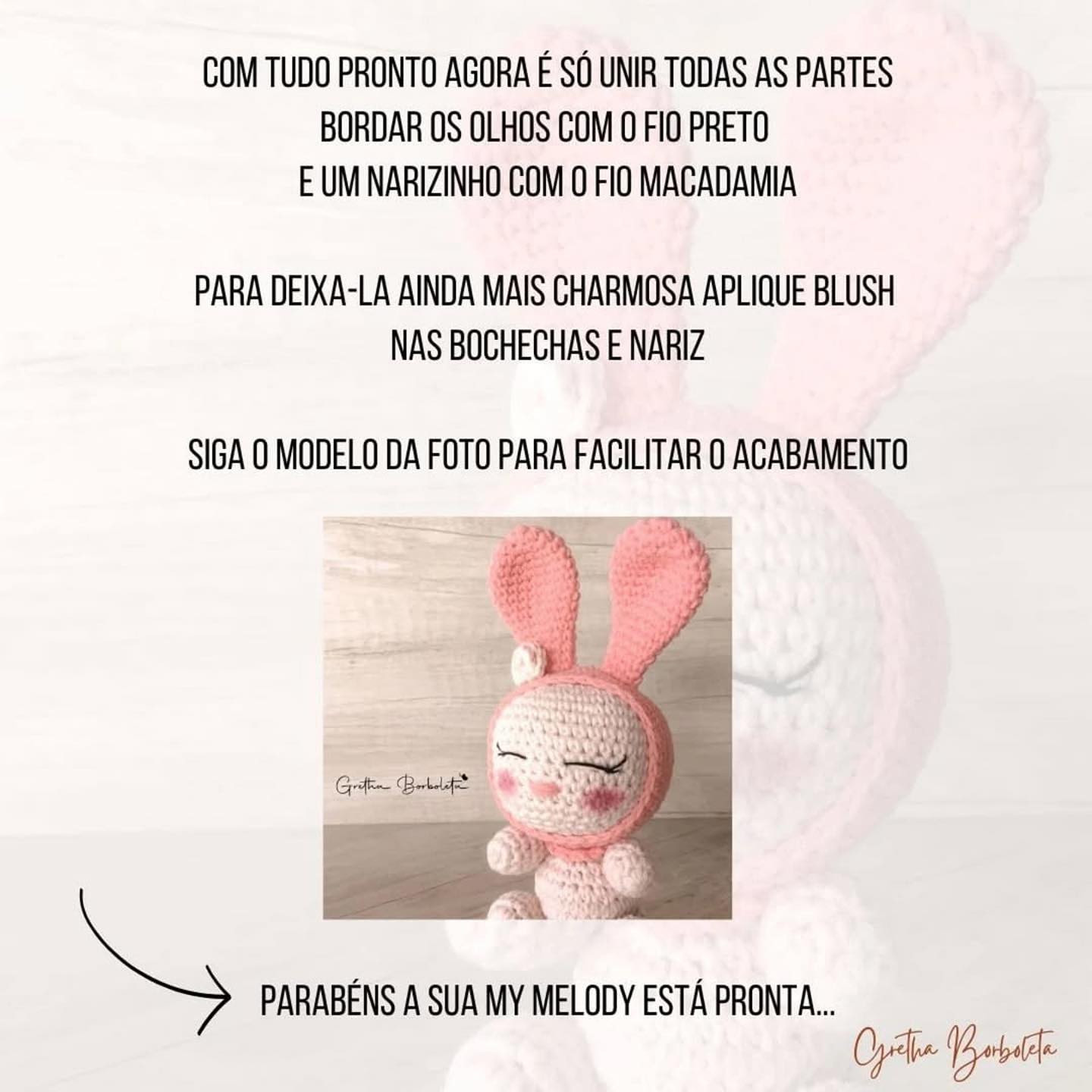 Grátis:  Gráfico de amigurumi coelhinho My Melody