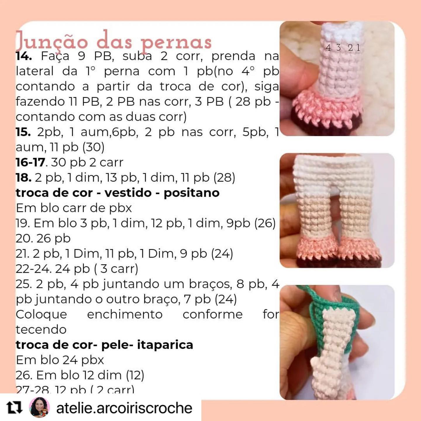 Grátis: Gráfico de amigurumi da boneca Elisa