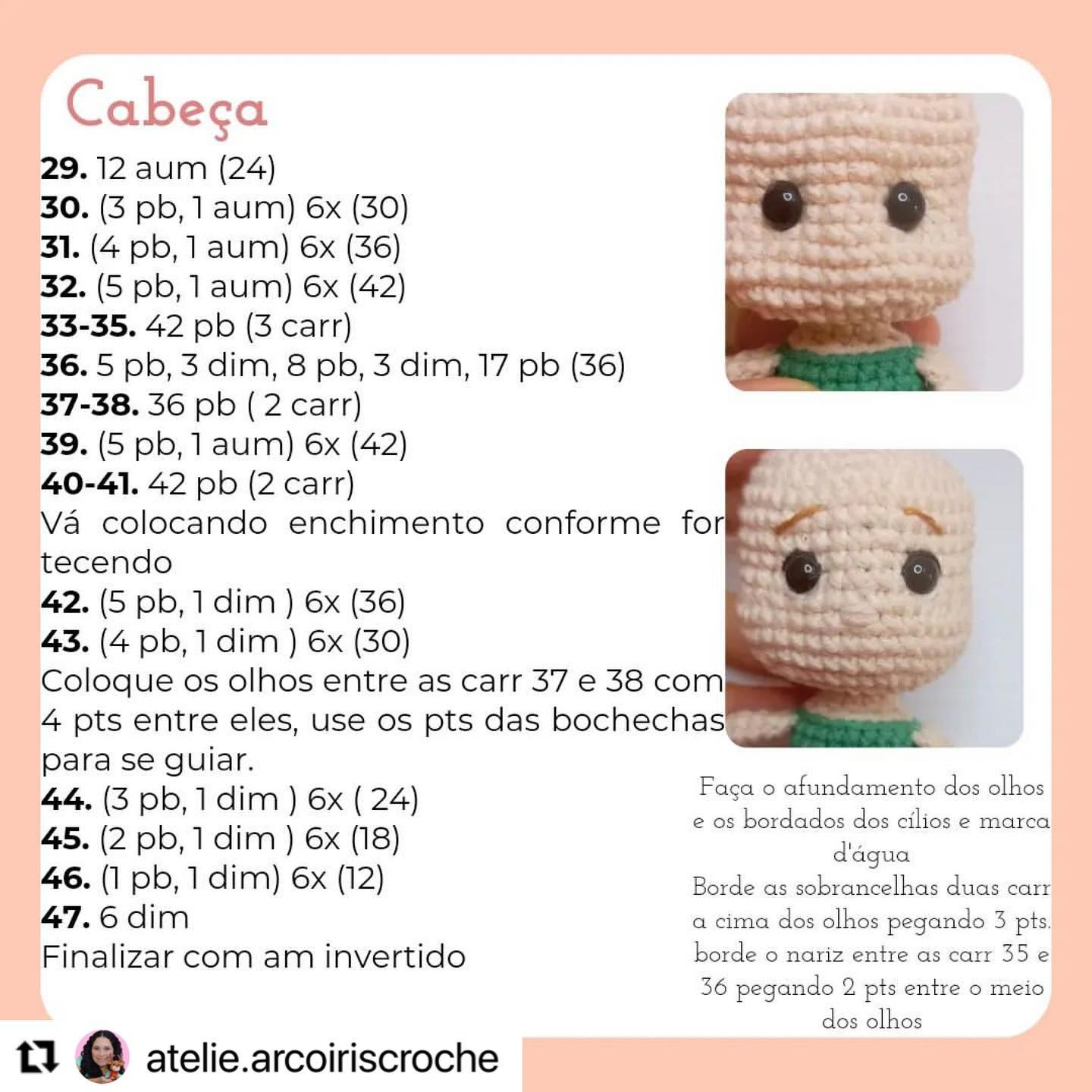 Grátis: Gráfico de amigurumi da boneca Elisa