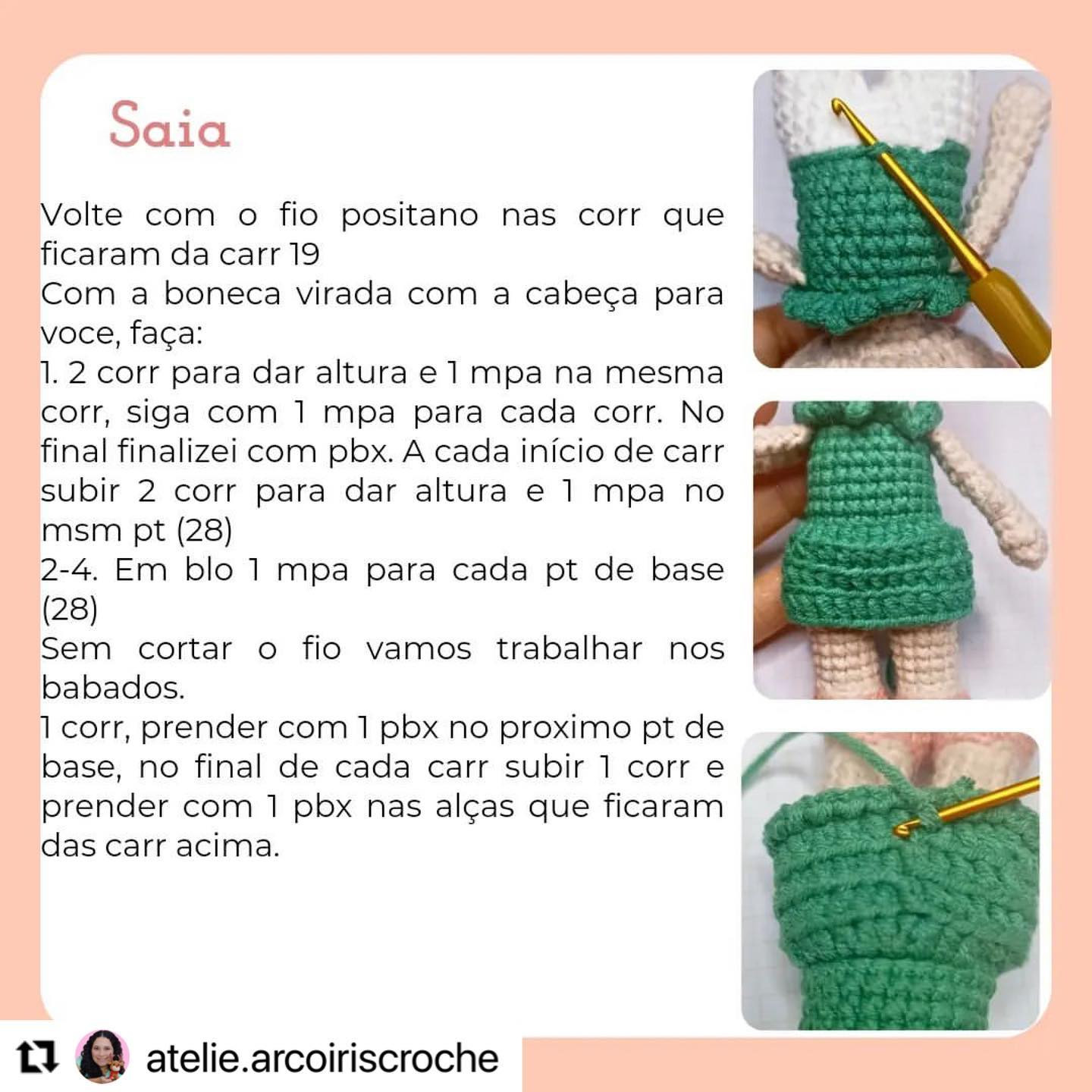 Grátis: Gráfico de amigurumi da boneca Elisa