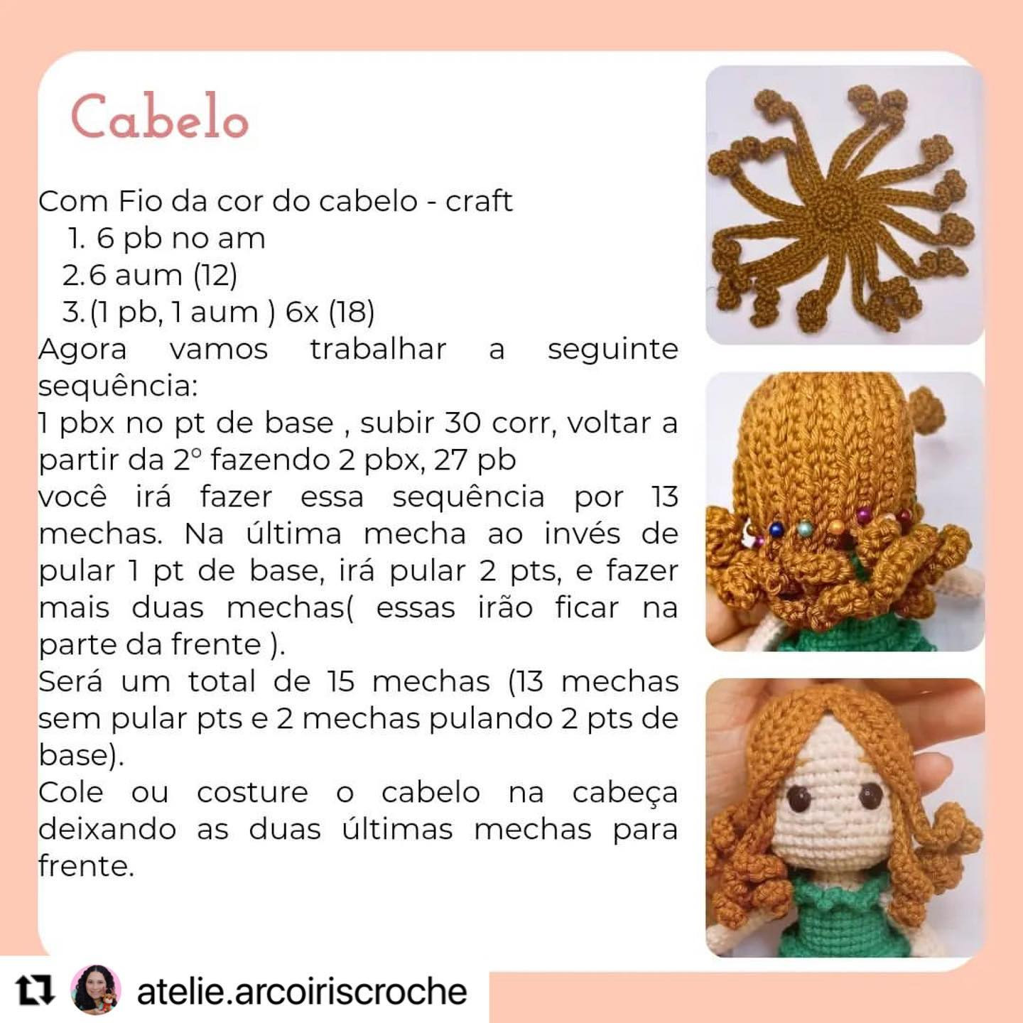Grátis: Gráfico de amigurumi da boneca Elisa