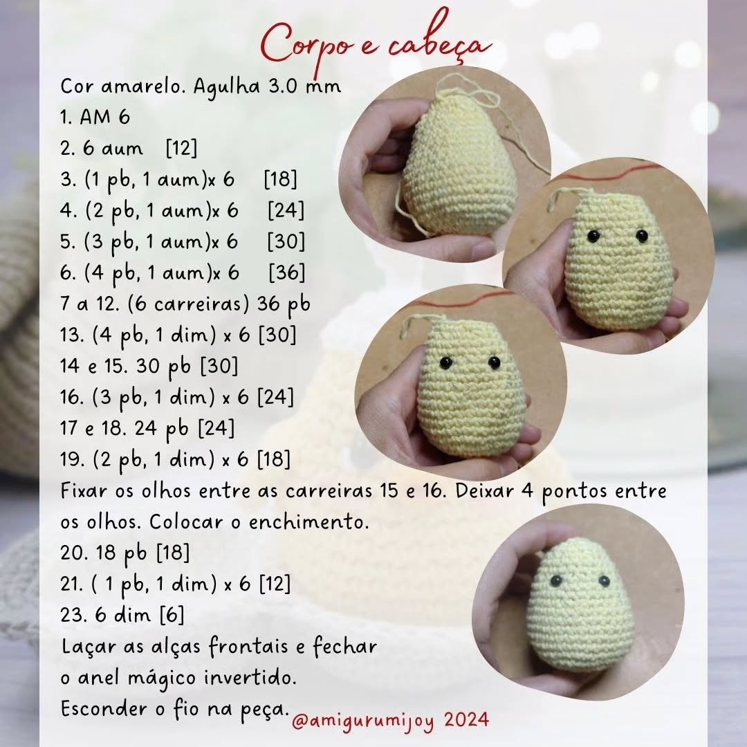 Grátis:  Gráfico de amigurumi de pintinho na casca de ovo de páscoa.