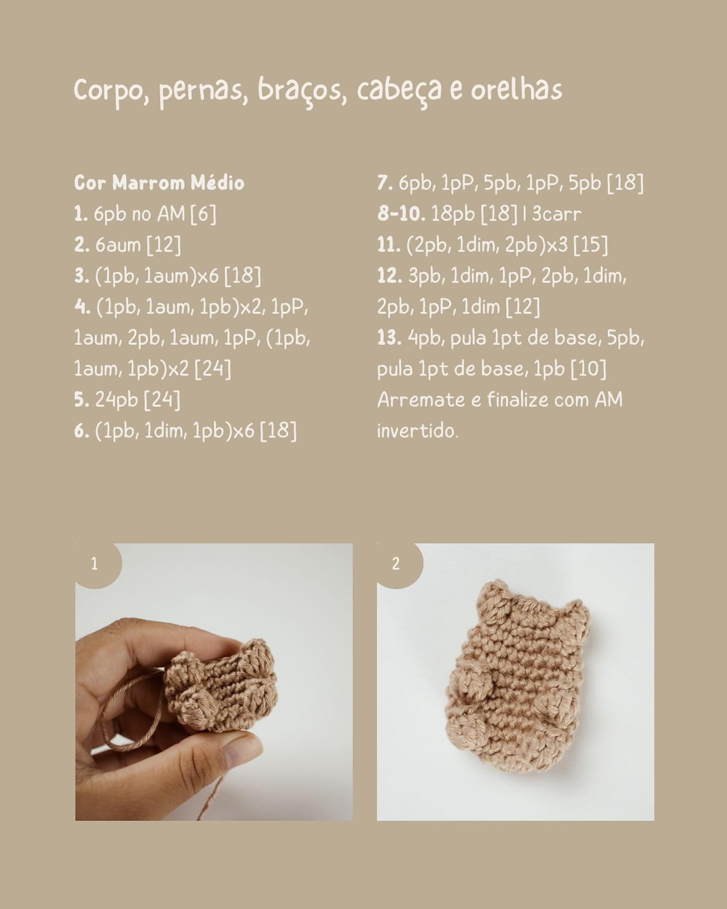 Grátis: Gráfico de amigurumi de ursinho para boné