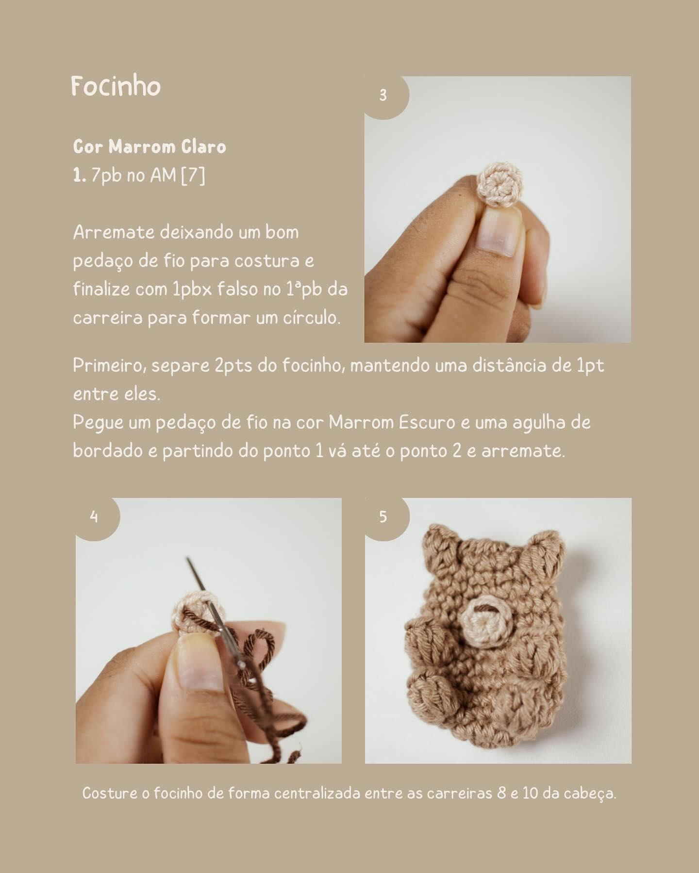 Grátis: Gráfico de amigurumi de ursinho para boné