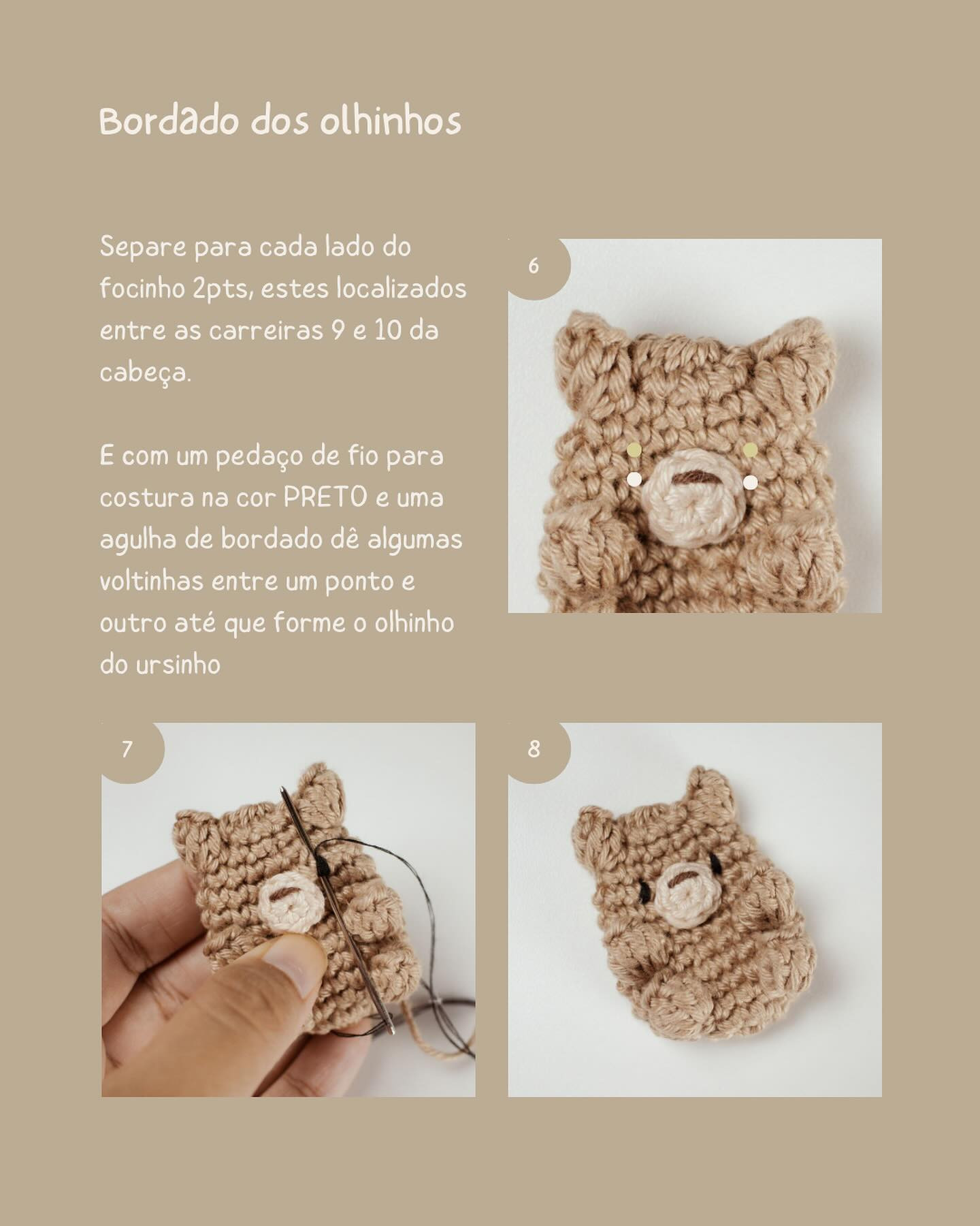 Grátis: Gráfico de amigurumi de ursinho para boné