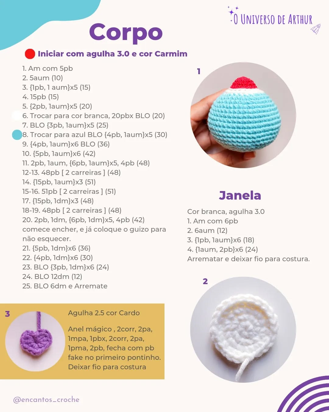 Grátis: Gráfico de Chocalho Foguete Amigurumi
