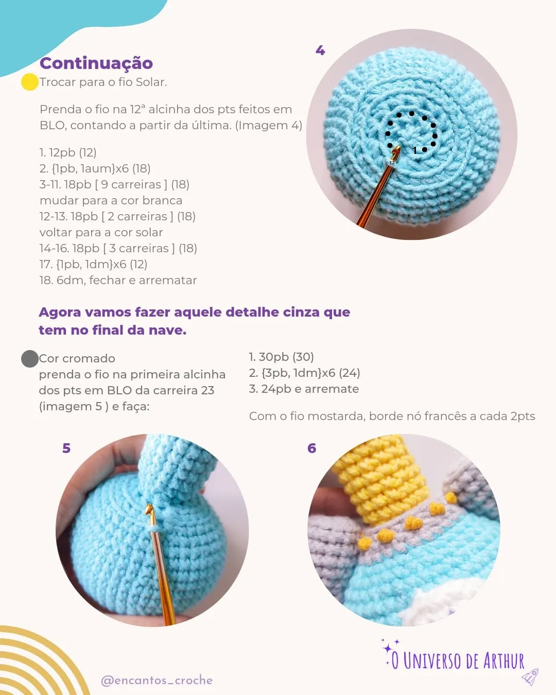 Grátis: Gráfico de Chocalho Foguete Amigurumi