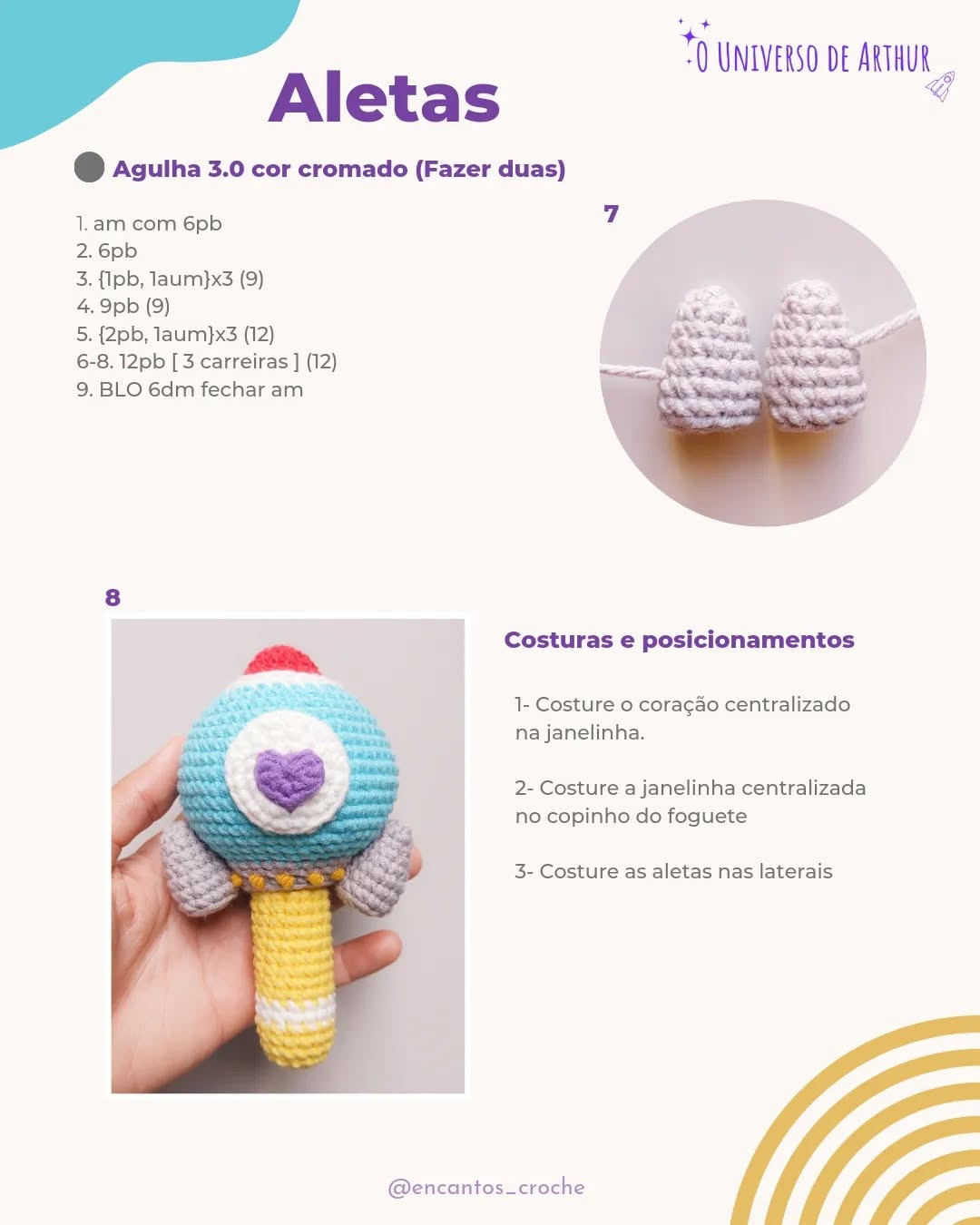 Grátis: Gráfico de Chocalho Foguete Amigurumi