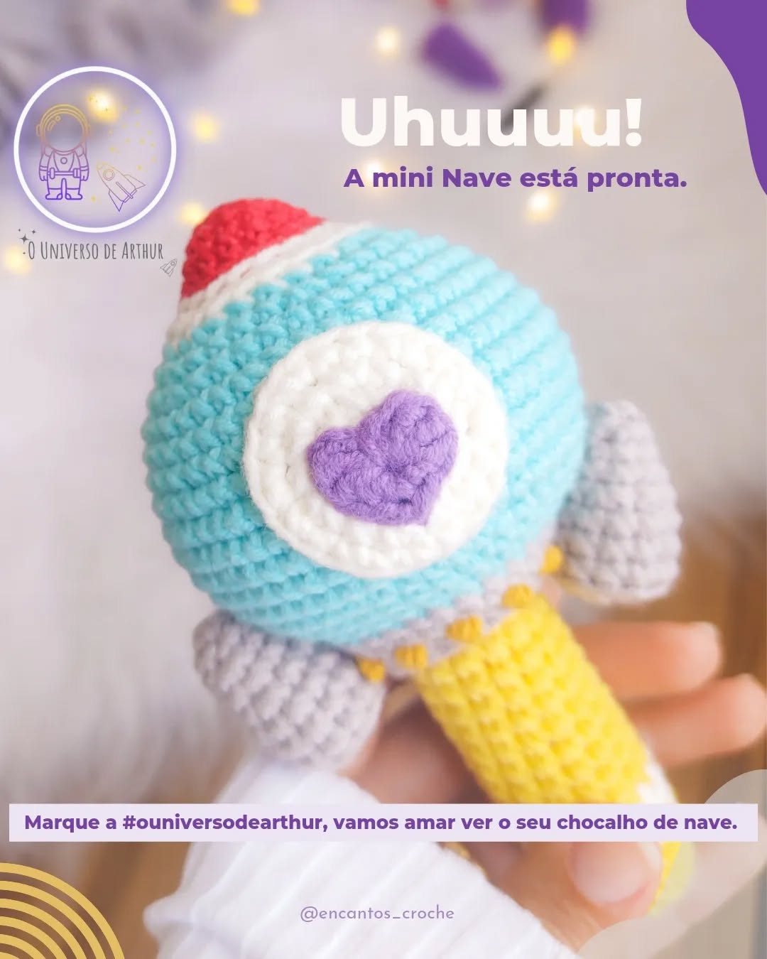 Grátis: Gráfico de Chocalho Foguete Amigurumi