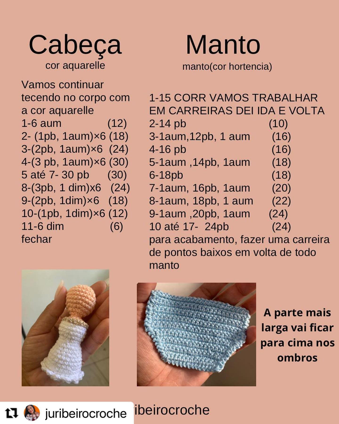 Grátis: Gráfico de crochê da Mini Santinha Nossa Senhora das Graças (9cm)