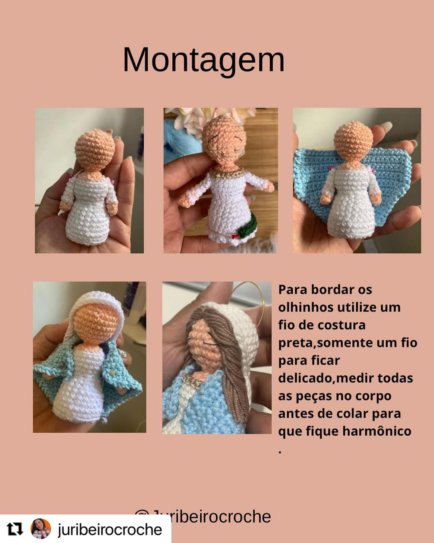 Grátis: Gráfico de crochê da Mini Santinha Nossa Senhora das Graças (9cm)