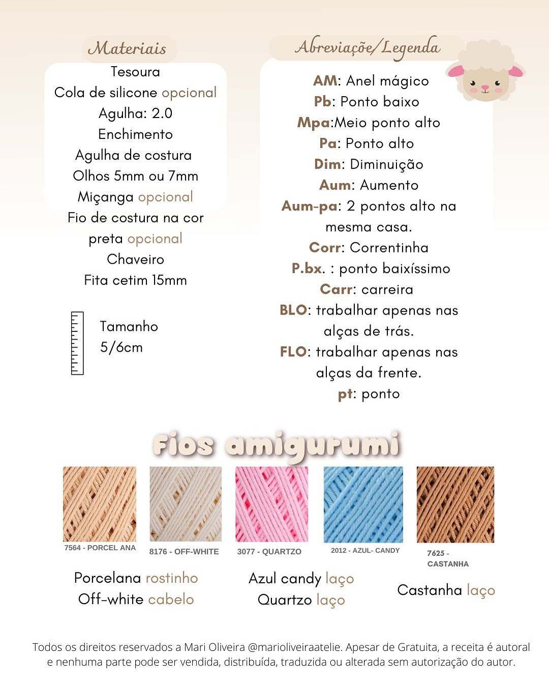 Grátis: Gráfico de crochê de ovelhinha para lembrancinhas