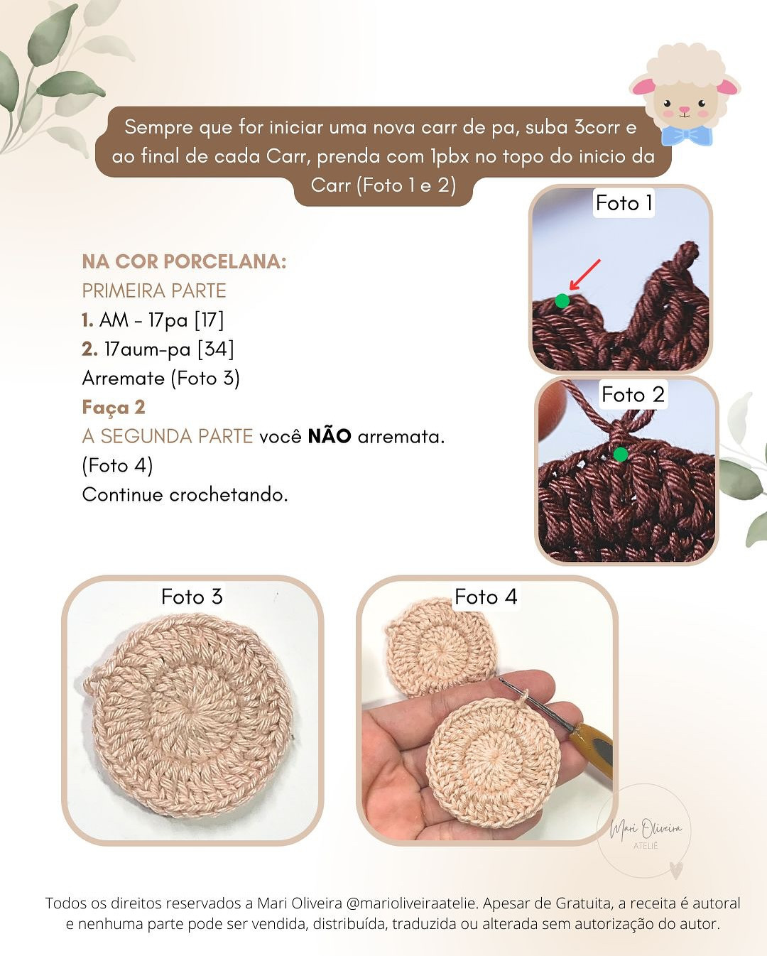 Grátis: Gráfico de crochê de ovelhinha para lembrancinhas