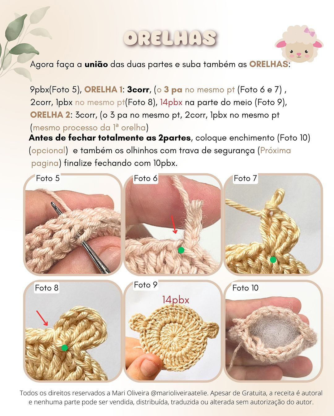 Grátis: Gráfico de crochê de ovelhinha para lembrancinhas