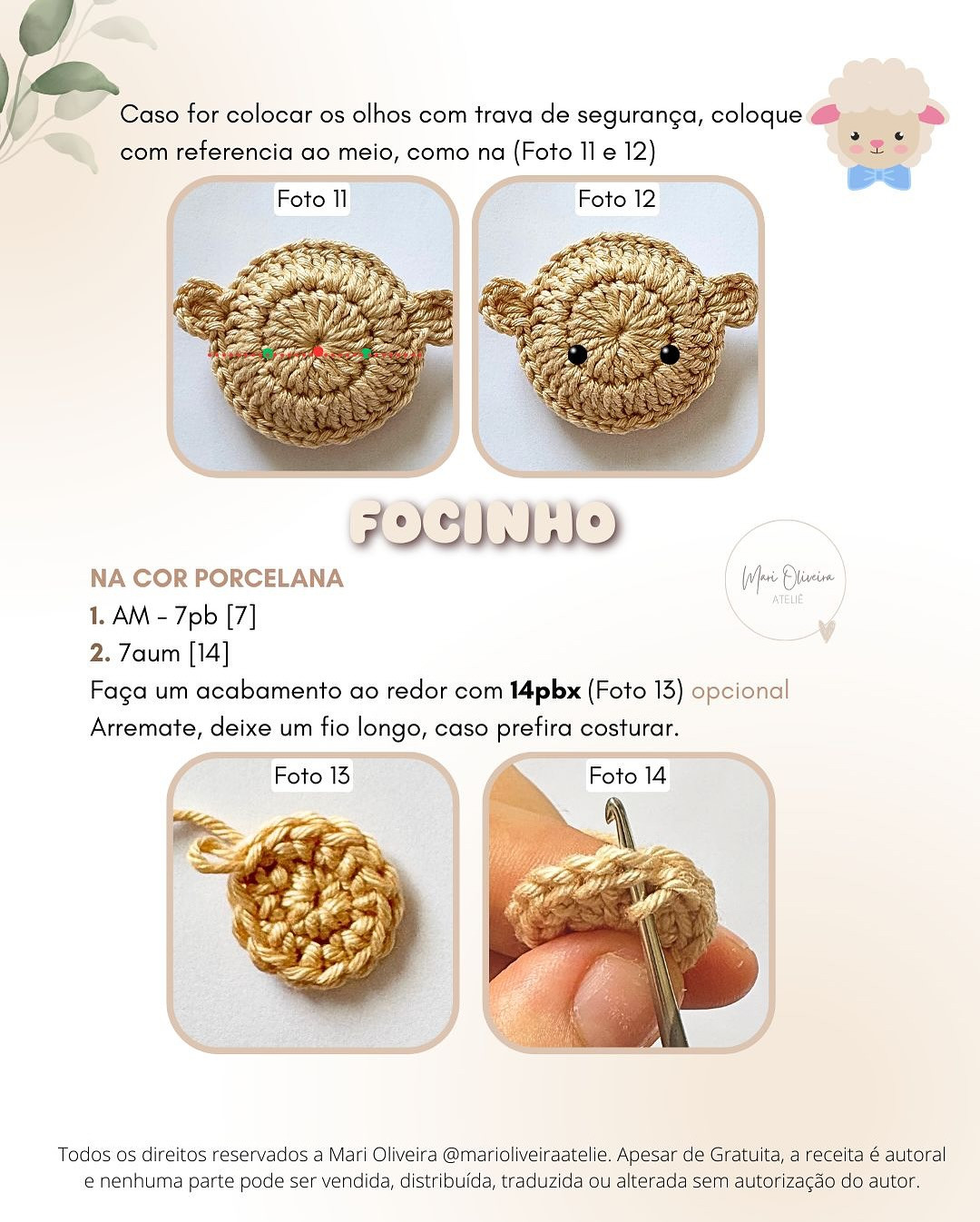 Grátis: Gráfico de crochê de ovelhinha para lembrancinhas
