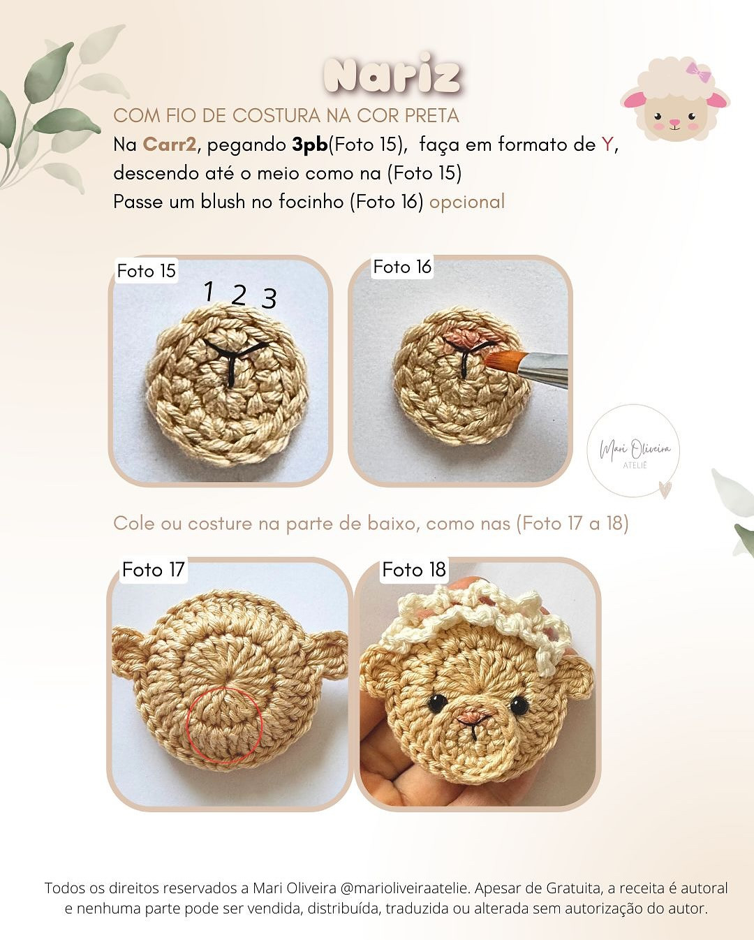 Grátis: Gráfico de crochê de ovelhinha para lembrancinhas
