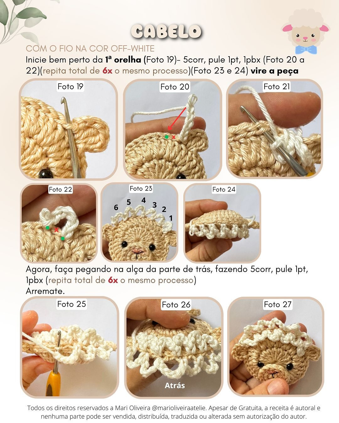 Grátis: Gráfico de crochê de ovelhinha para lembrancinhas