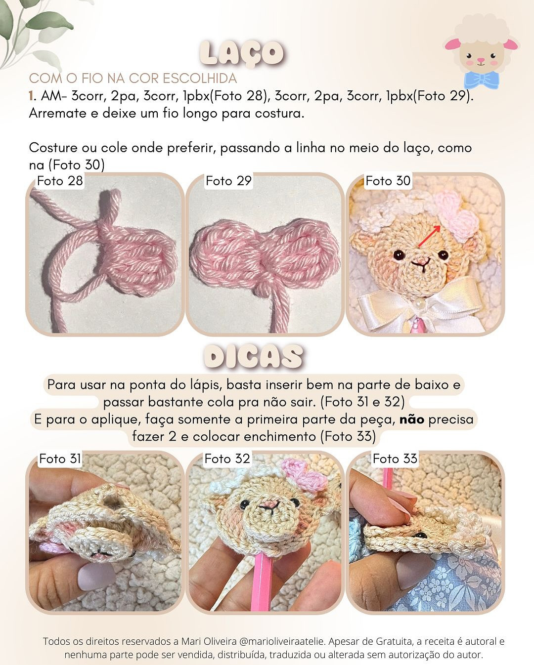 Grátis: Gráfico de crochê de ovelhinha para lembrancinhas