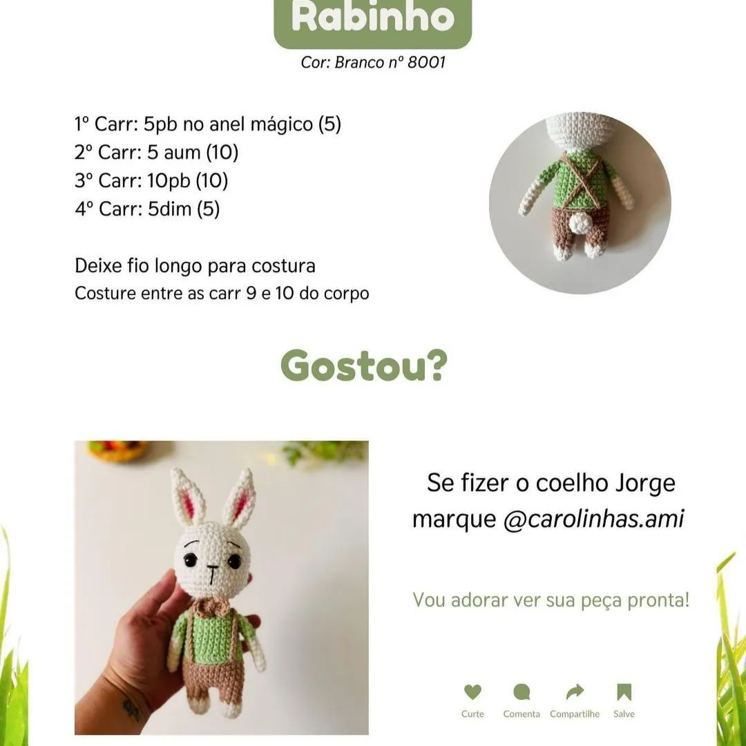 Grátis: Gráfico de crochê para coelhinho fofo