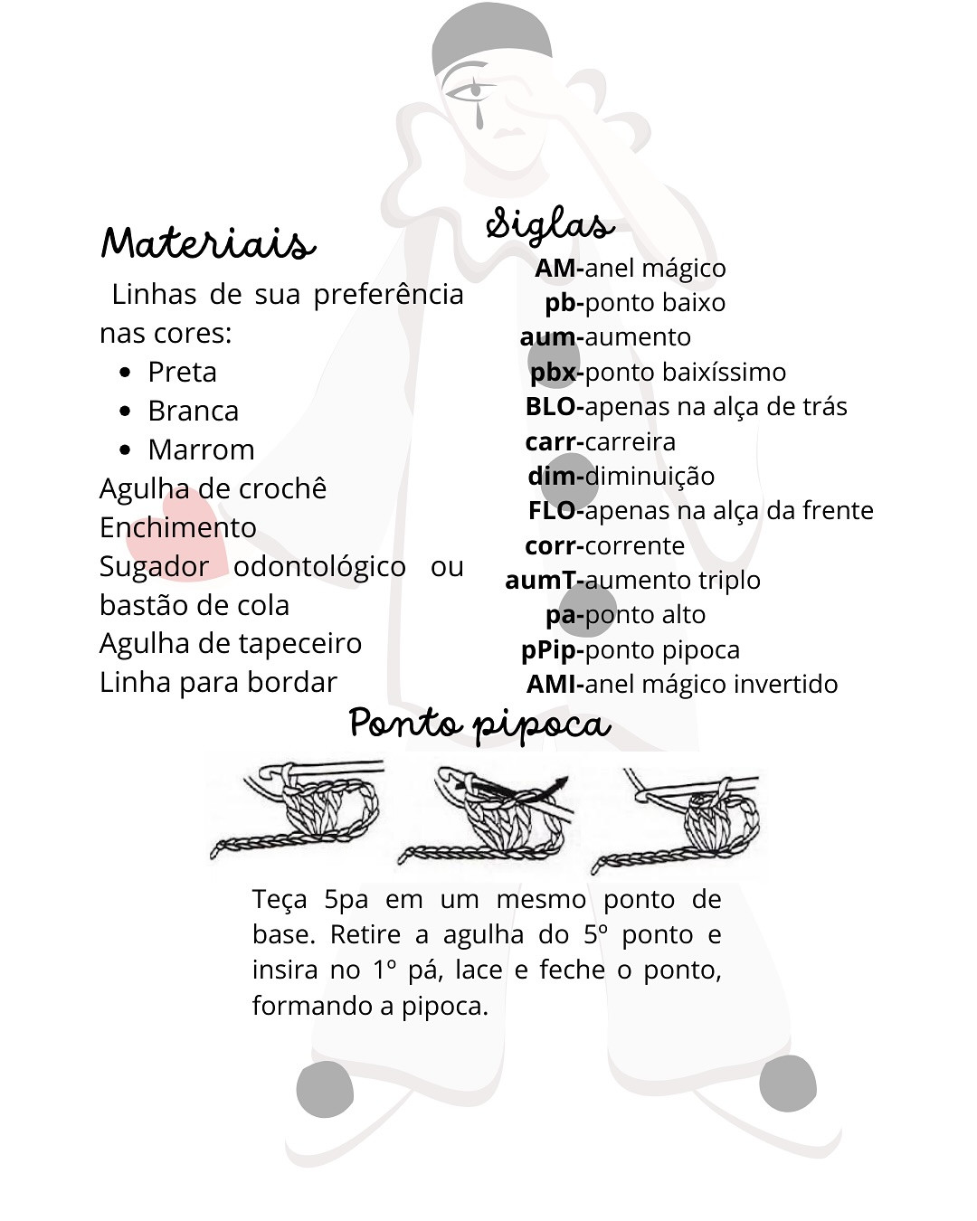 Grátis: Gráfico de crochê para Pierrot bebê